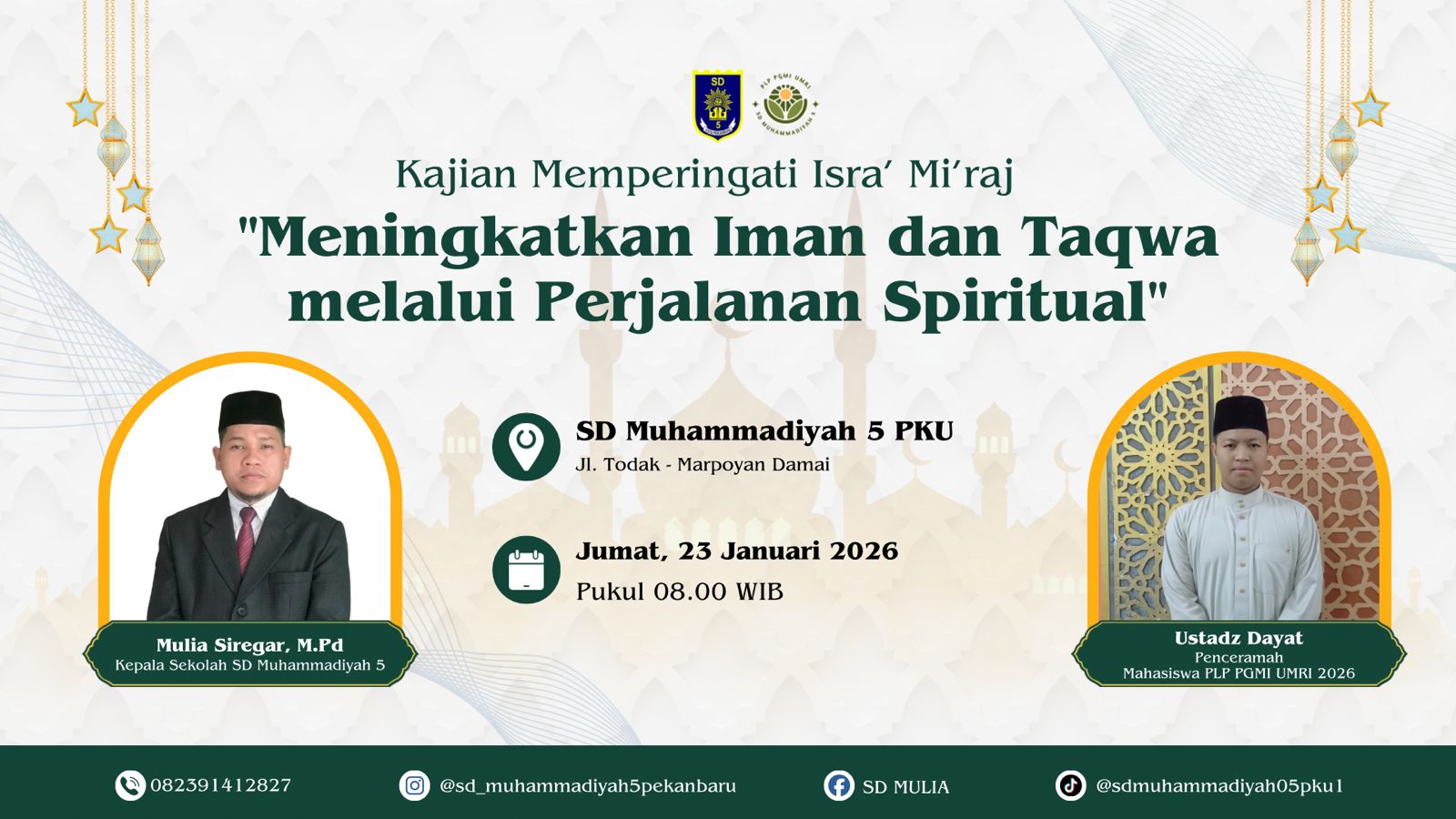 Mahasiswa PLP PGMI UMRI Turut Sukseskan Kajian Isra’ Mi’raj di SD Muhammadiyah 5 PKU